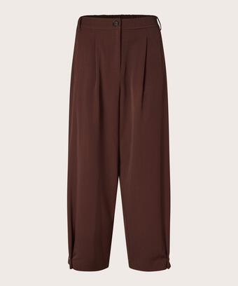 Pantalon Tissé Avec Stretch Et Bouton Sur La Jambe, Sh. Chocolate