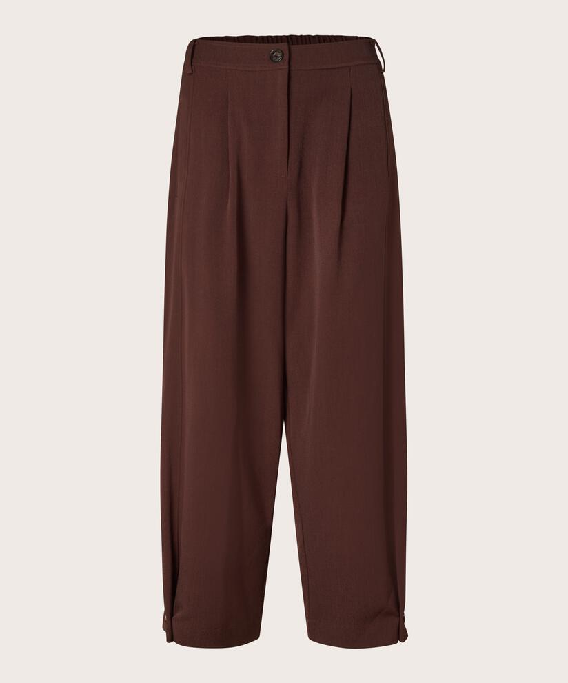 Pantalon Tissé Avec Stretch Et Bouton Sur La Jambe, Sh. Chocolate