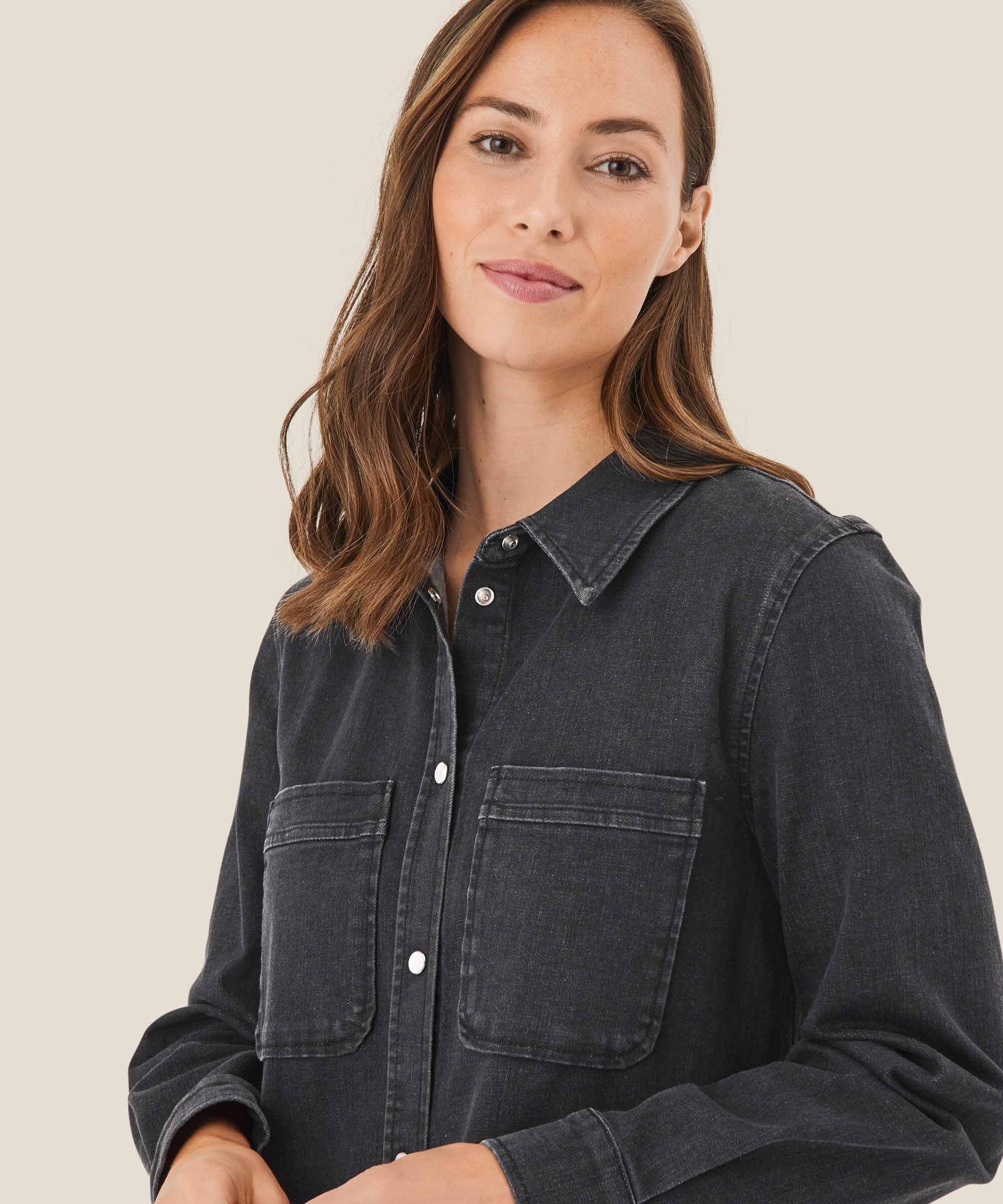 robe en jean boutonnée, Black