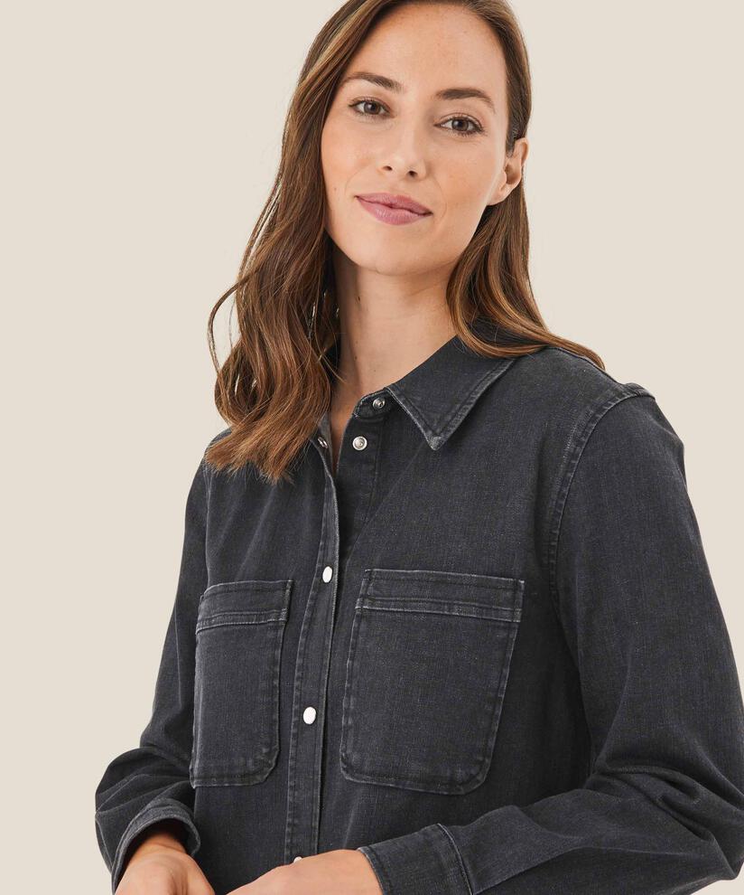 robe en jean boutonnée, Black