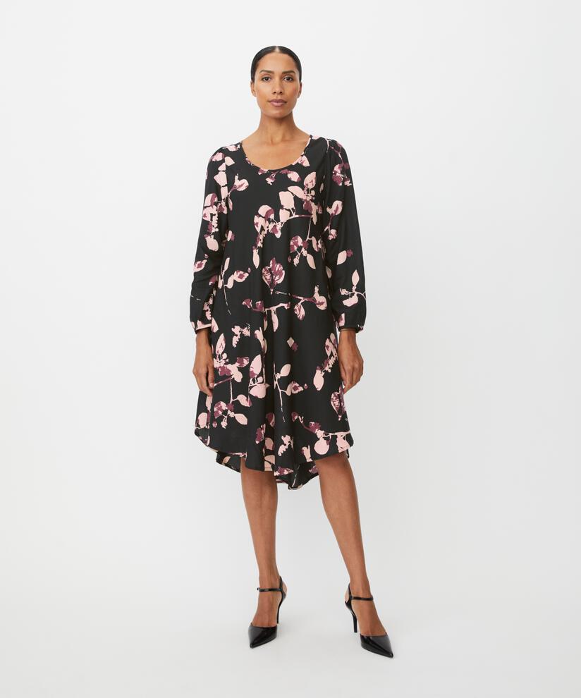 Robe En Viscose Imprimée À Col Rond, Tawny Port