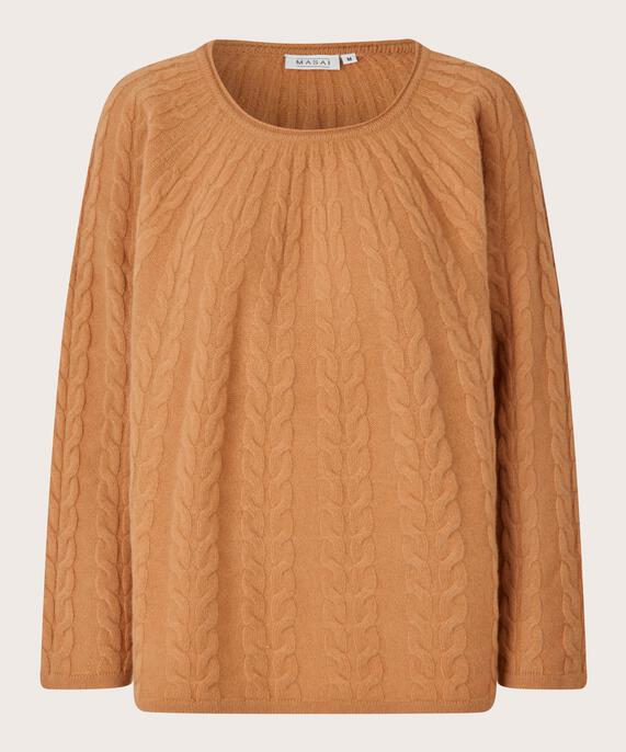 Pull torsadé en laine, Bisquit