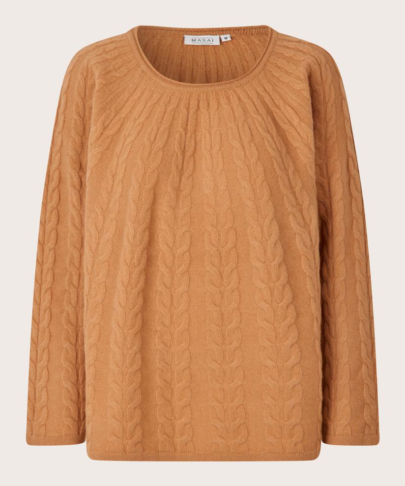 Pull torsadé en laine, Bisquit