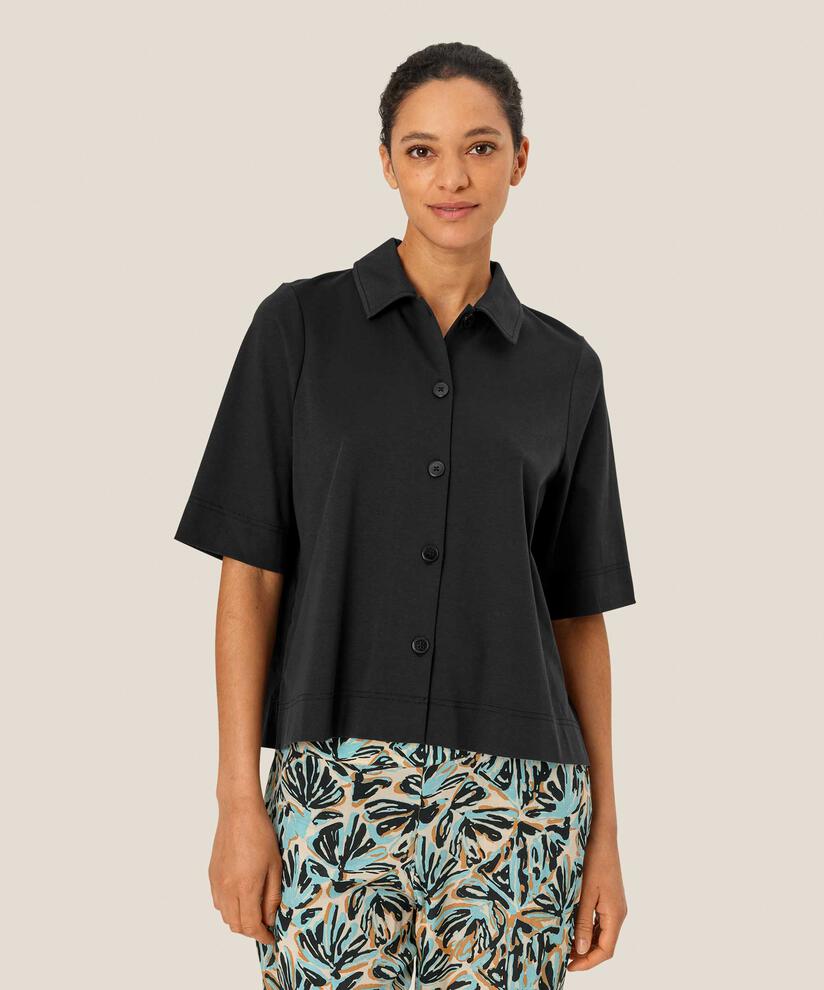 chemise en jersey avec dos en popeline, Black