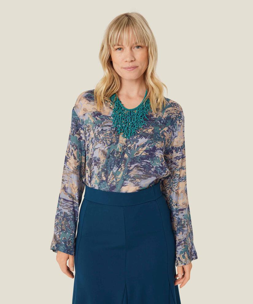 collier avec perles colorées, Teal