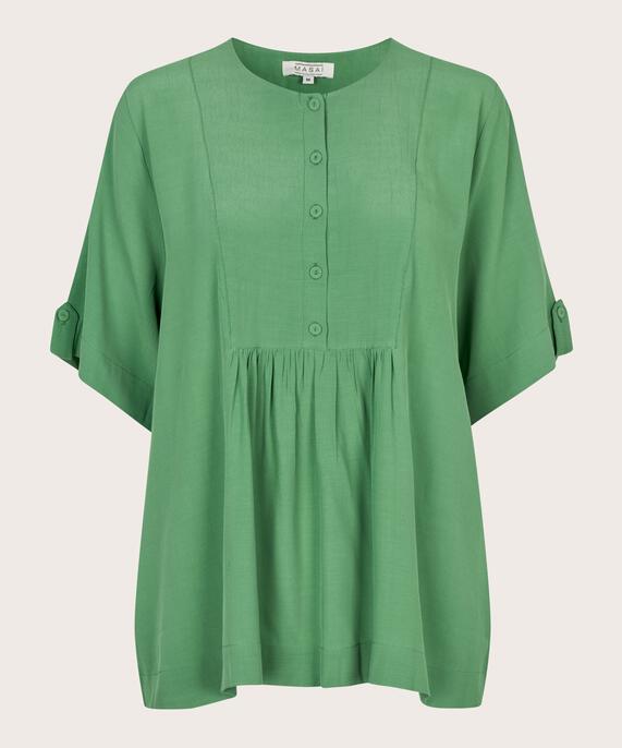 blouse en viscose avec patte de boutonnage, D. Grass Green