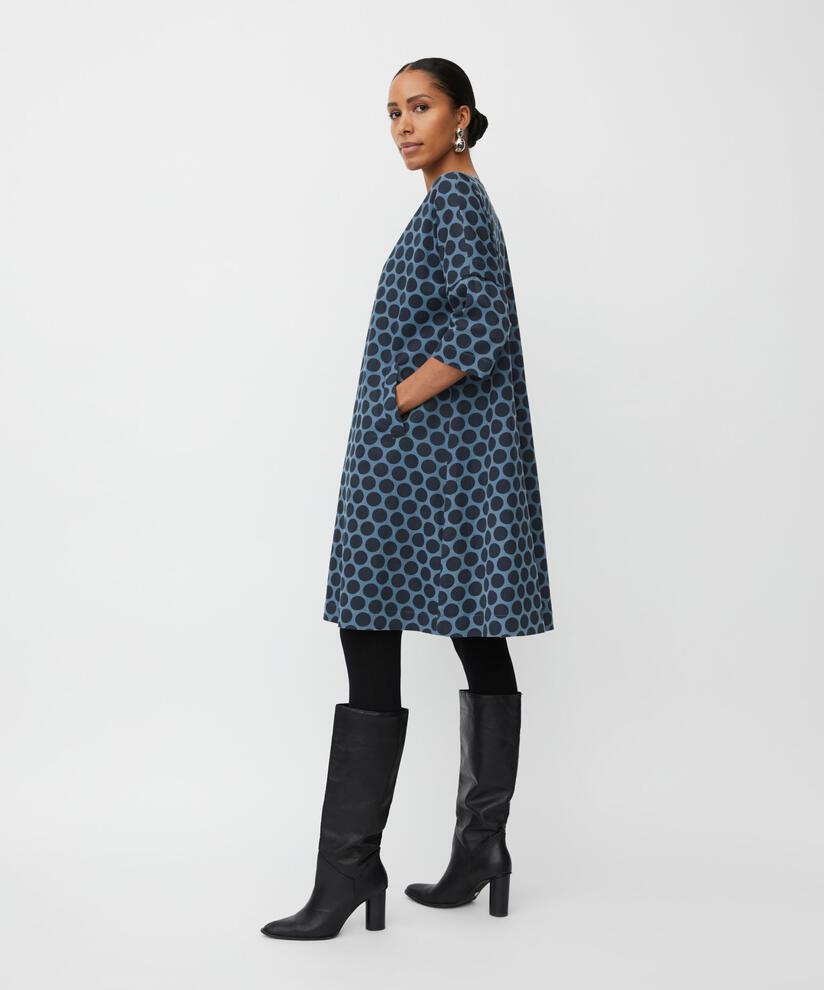 robe en velours à pois et manches 3/4, Navy Blazer