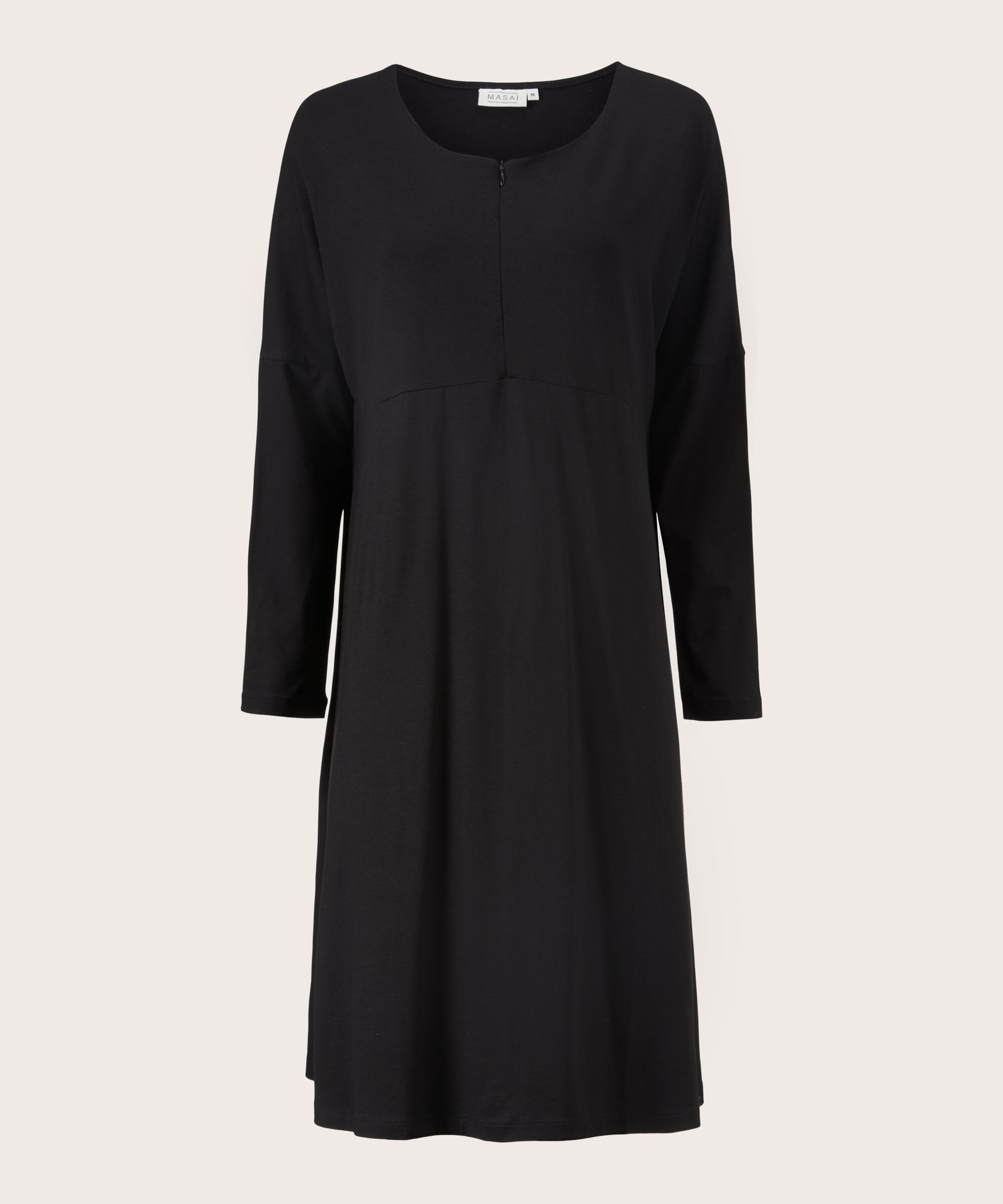 robe en jersey à manches longues avec zip au cou, Black