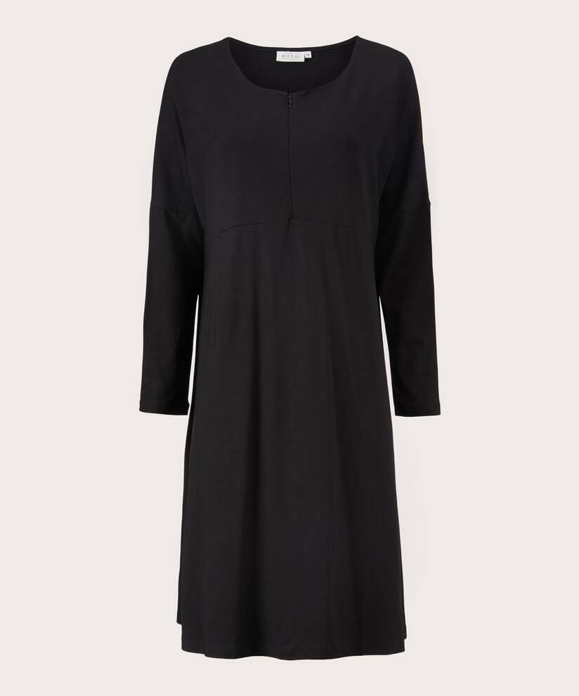 robe en jersey à manches longues avec zip au cou, Black