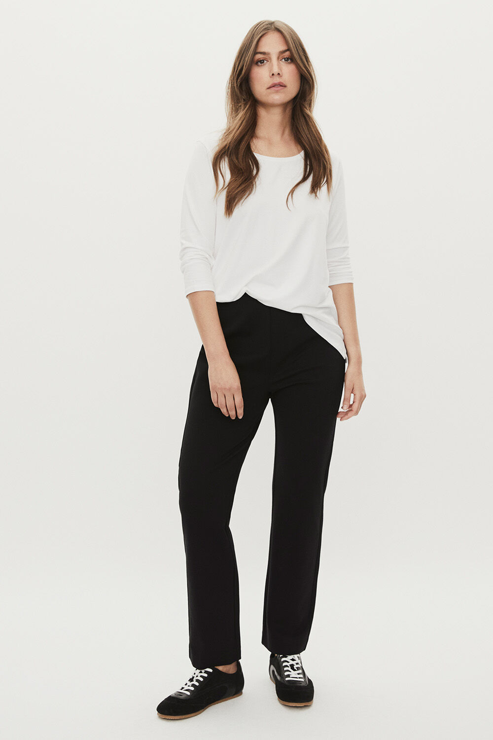 Paige JERSEY Trousers - Black, Top En Jersey &Aacute; Col Rond - White