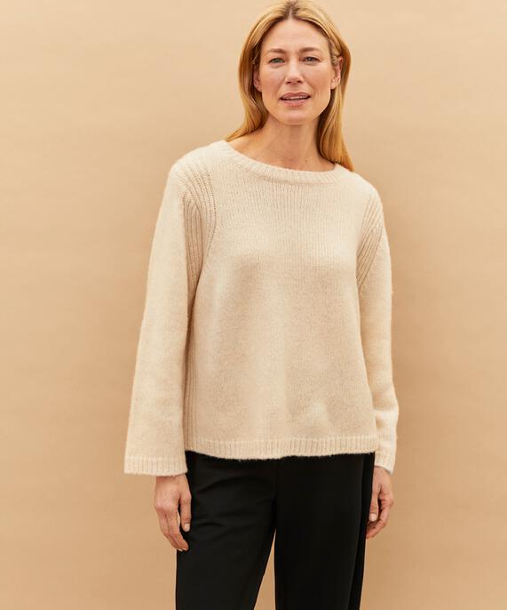 pull en maille en laine mélangée avec liens, Whitecap