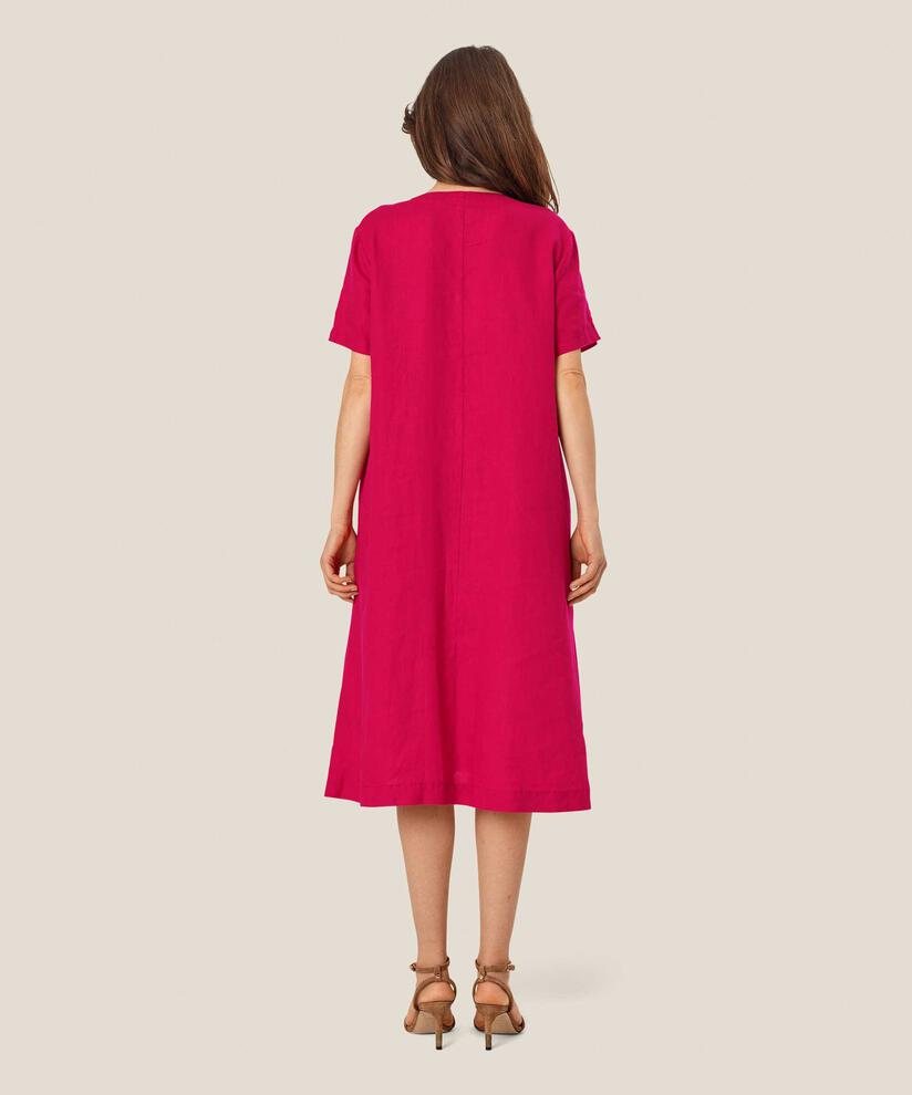 robe en lin à manches courtes avec poches fendues, Persian Red