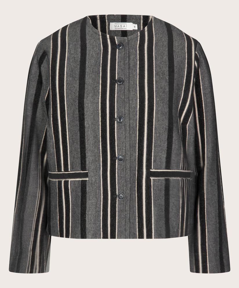 veste courte rayée avec doublure, Black