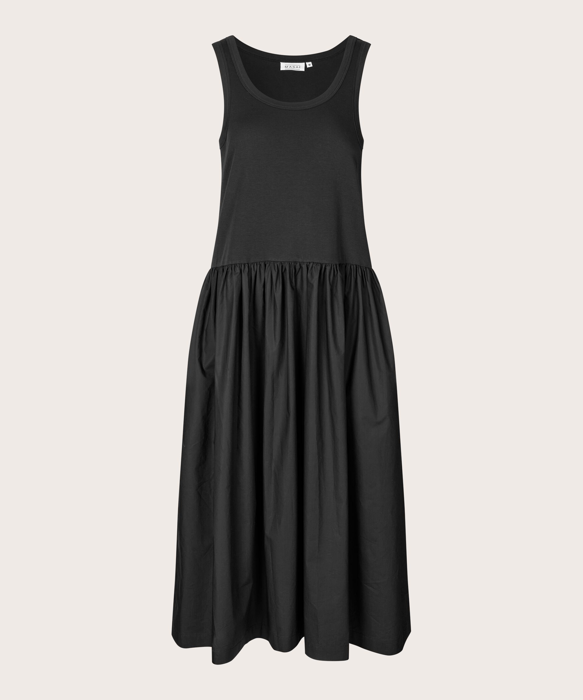Robe jersey avec jupe en popeline de coton, Black