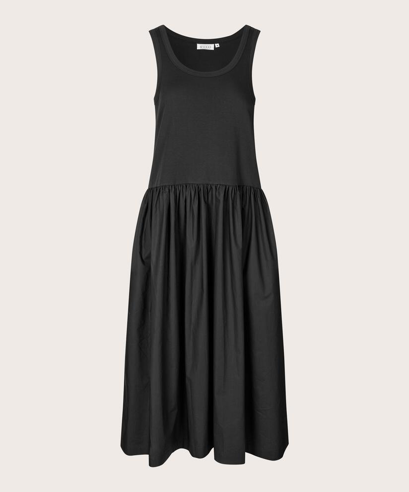 Robe jersey avec jupe en popeline de coton, Black