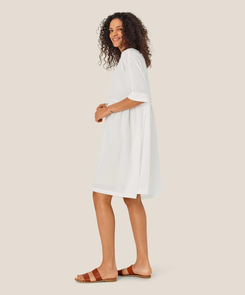robe à manches courtes en coton léger et transparent, White