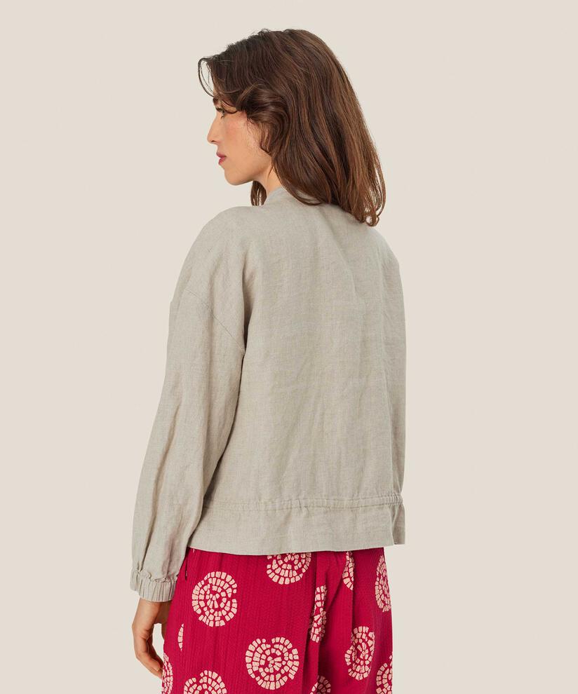 veste en lin avec lien à la taille, Natural