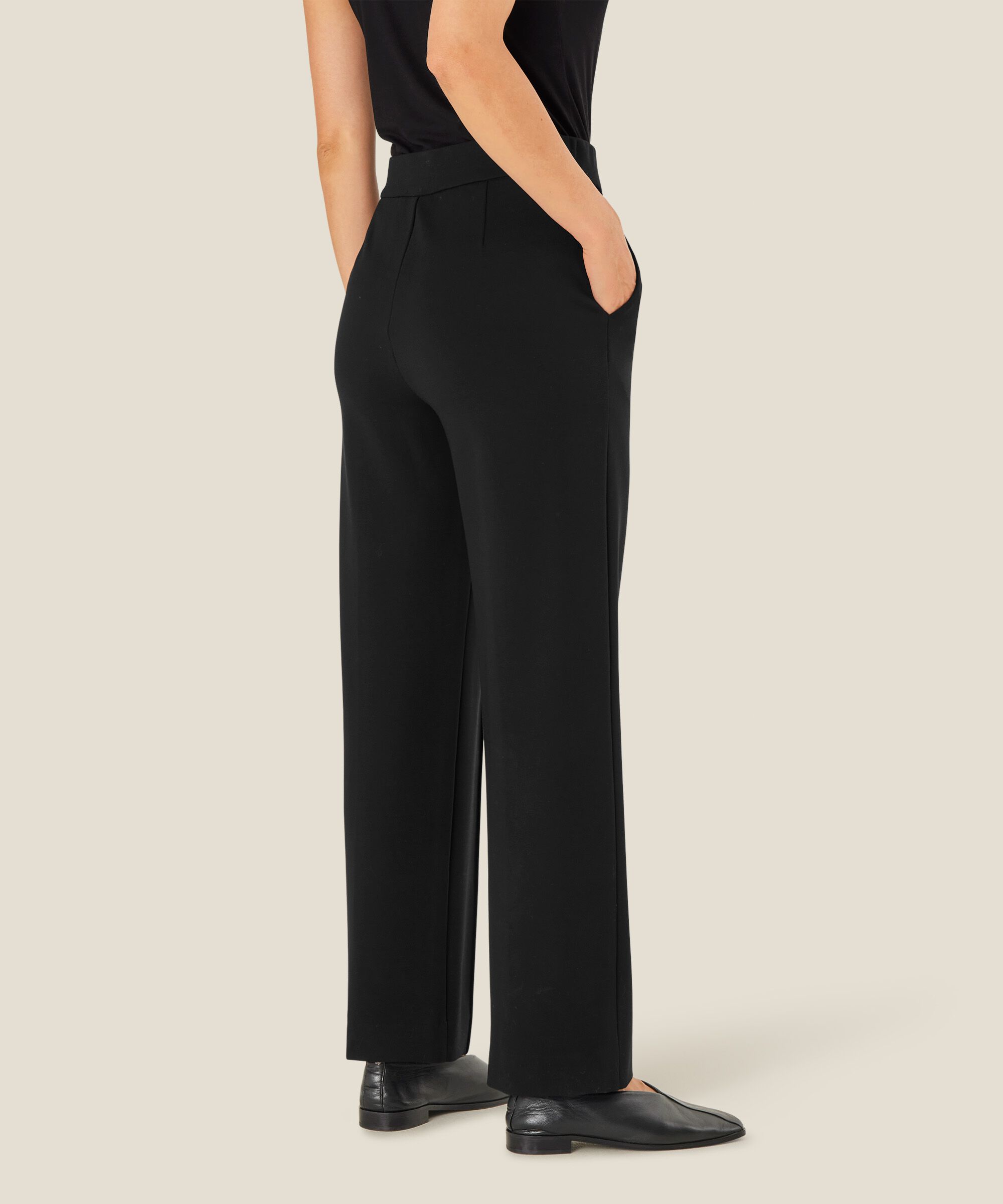Pantalon En Jersey Avec Plis Cousus, Black