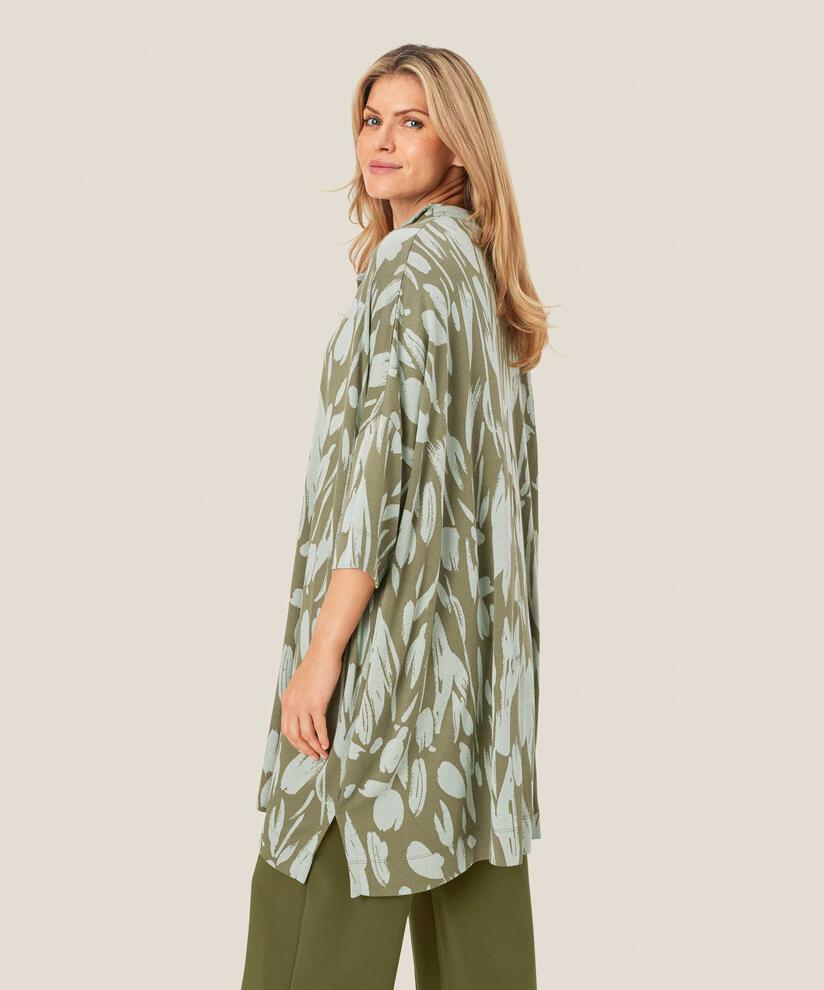 chemise boutonnée en jersey imprimé, Frosty Green