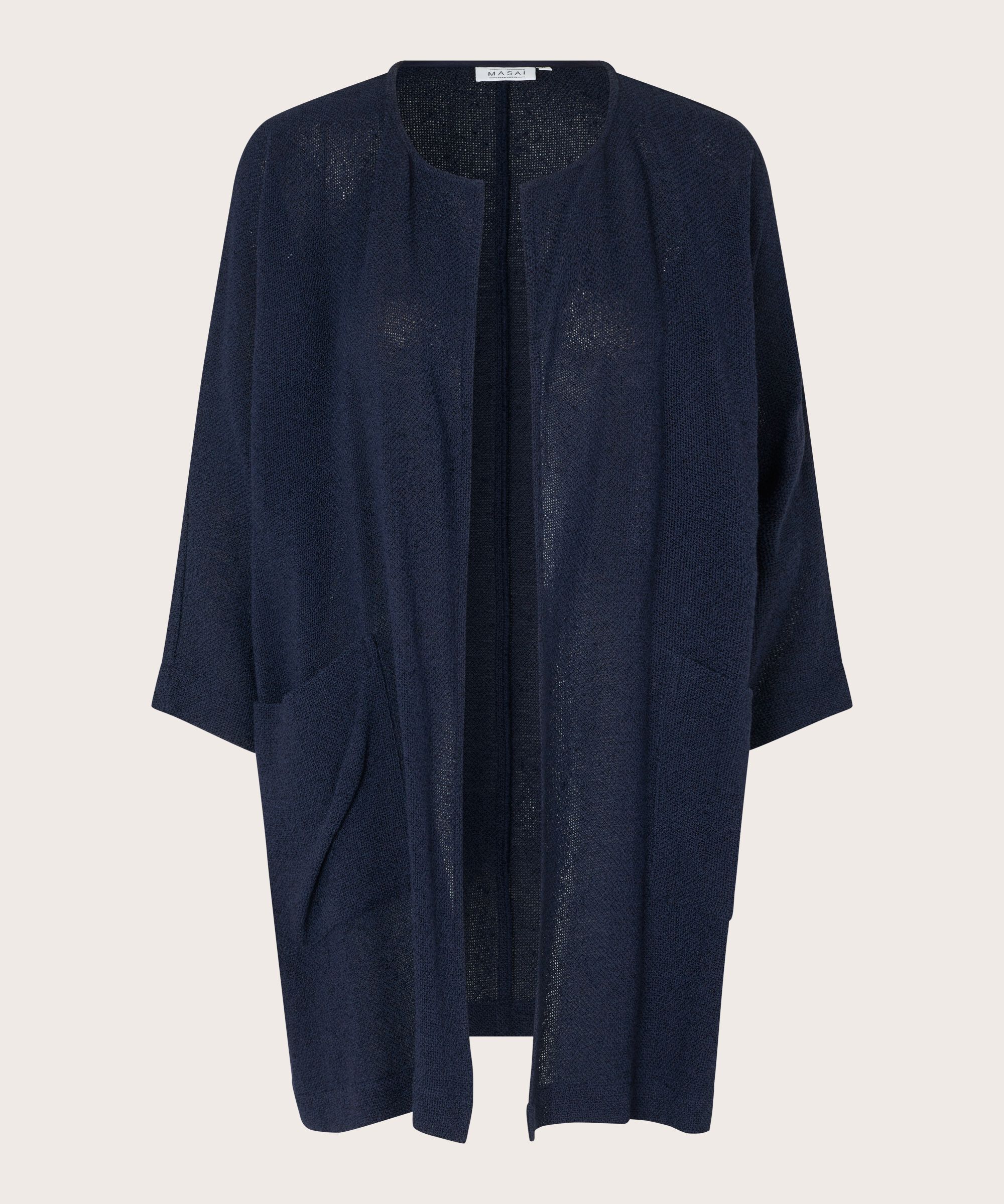 Veste Longue En Bouclé, Navy