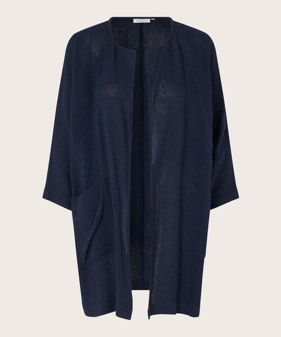 Veste Longue En Bouclé, Navy