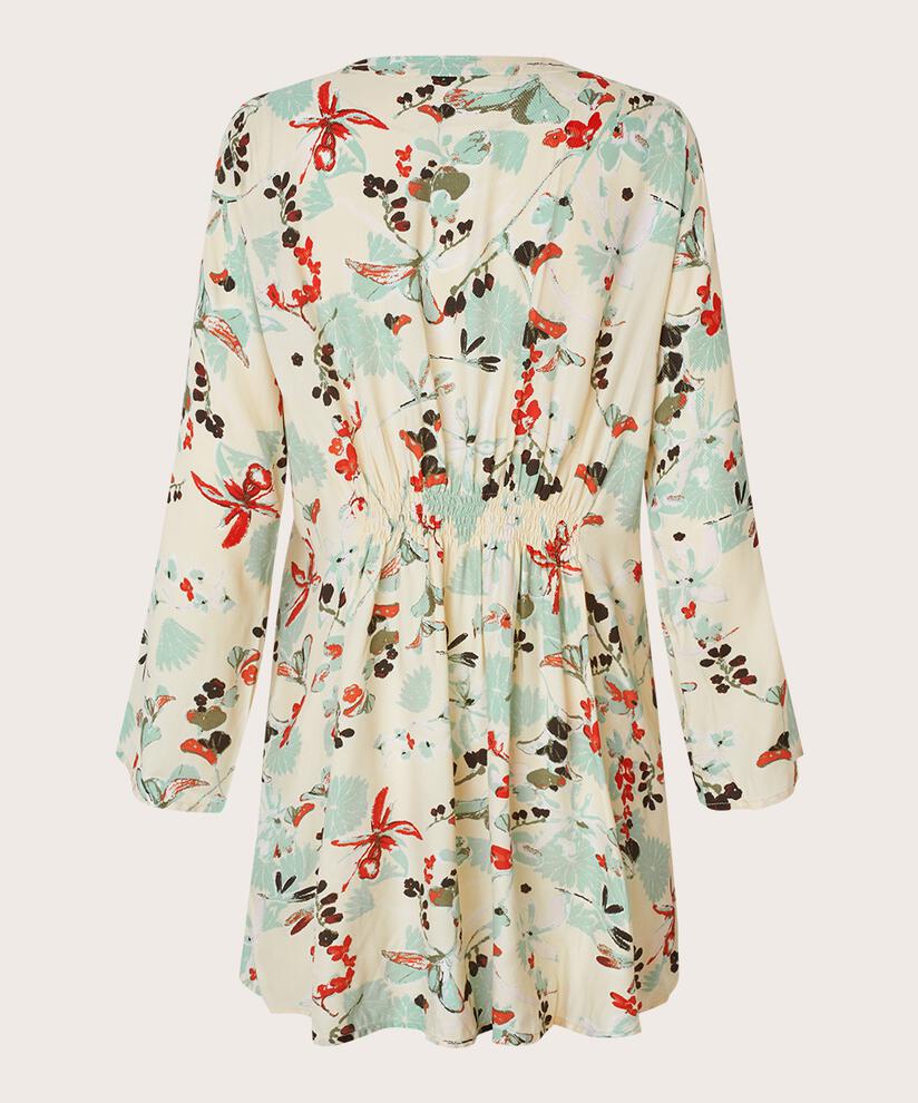 chemise en viscose fleurie avec détail smocké au dos, Frosty Green