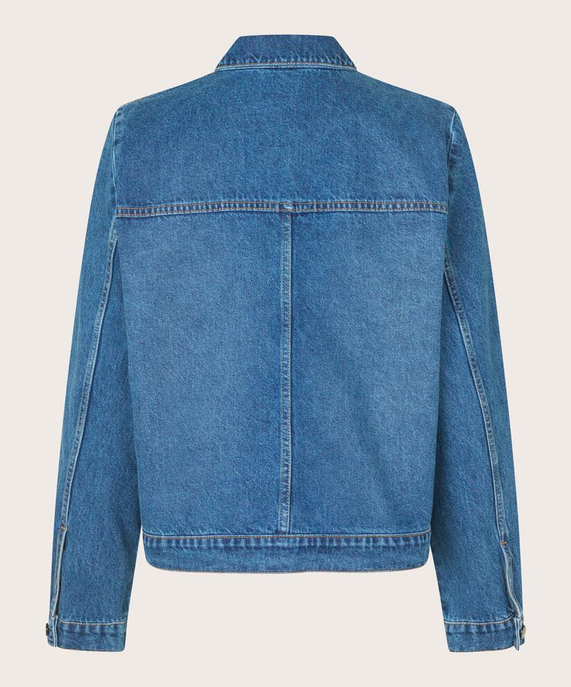 veste courte en jean avec fermeture éclair, Blue Denim