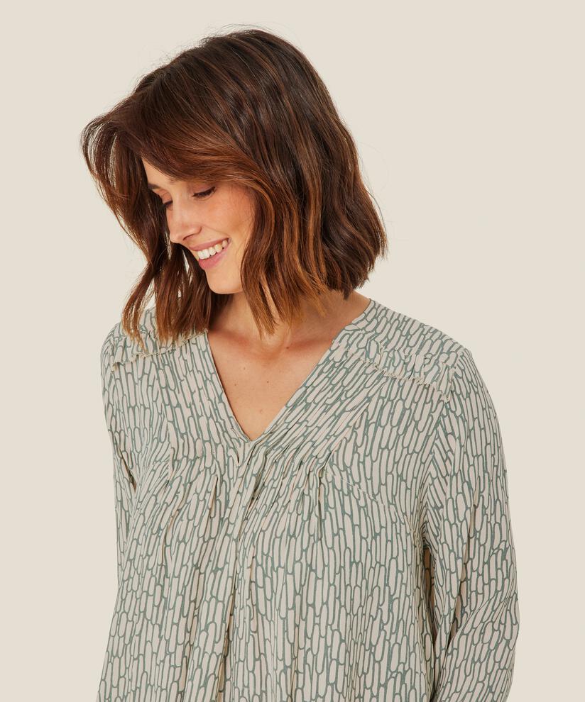 blouse en viscose avec col en V et mollet, Balsam Green