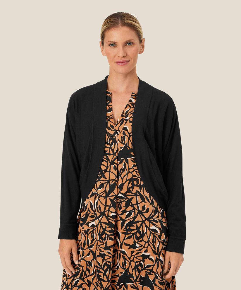 cardigan en maille fine avec devant arrondi, Black