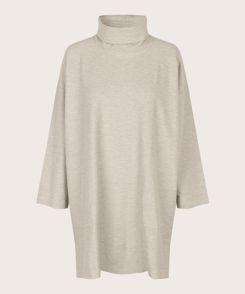tunique en jersey à manches longues et col roulé, Beige melange