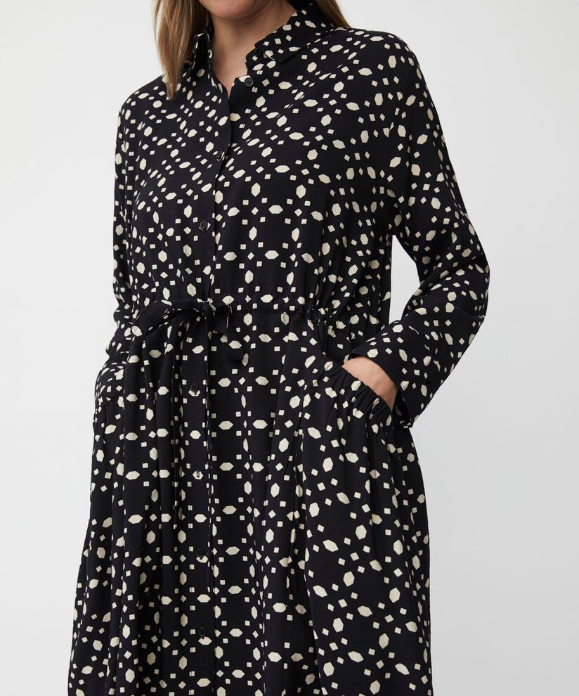 robe boutonnée en viscose avec liens, Black