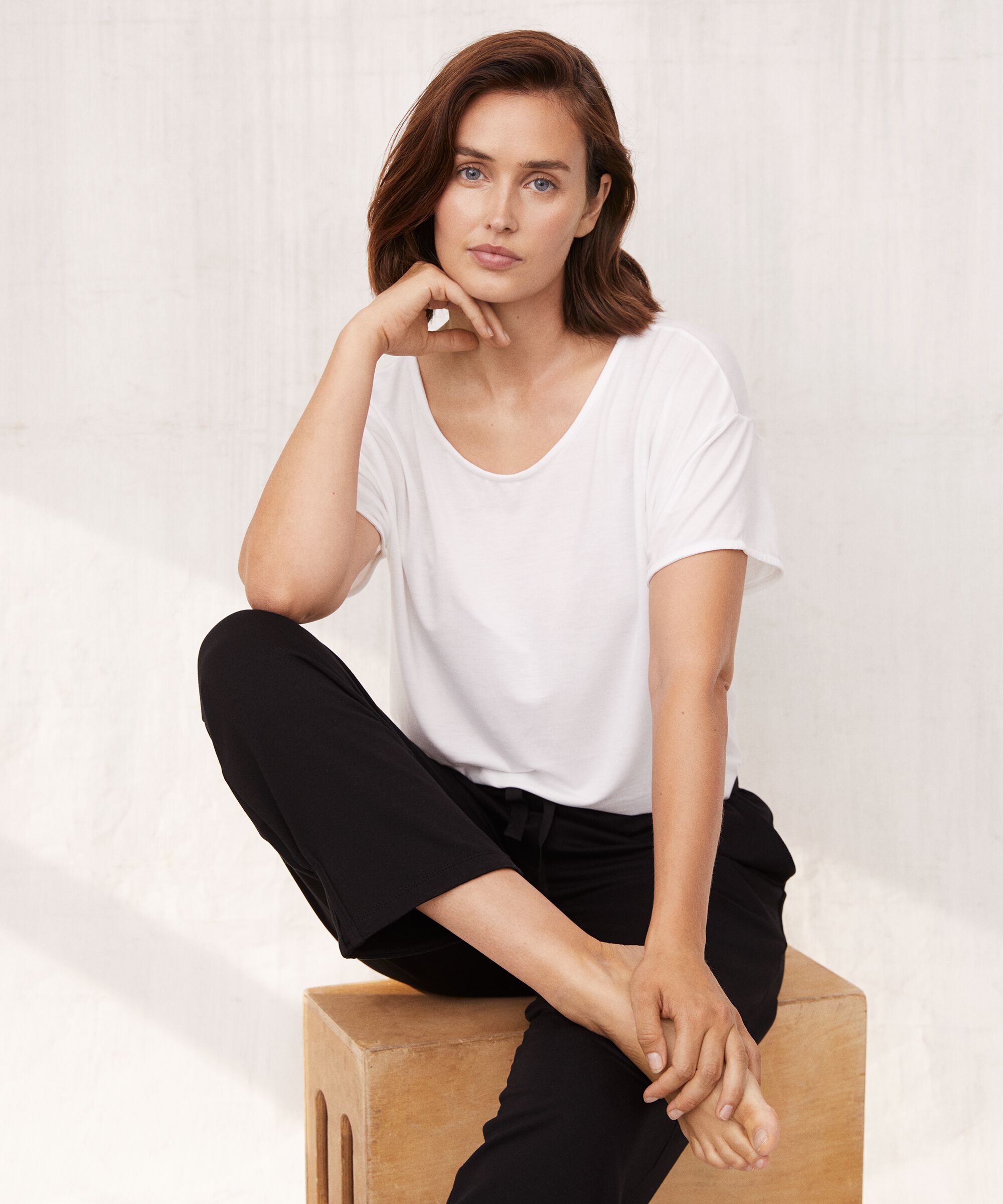 t-shirt fin en lyocell, White