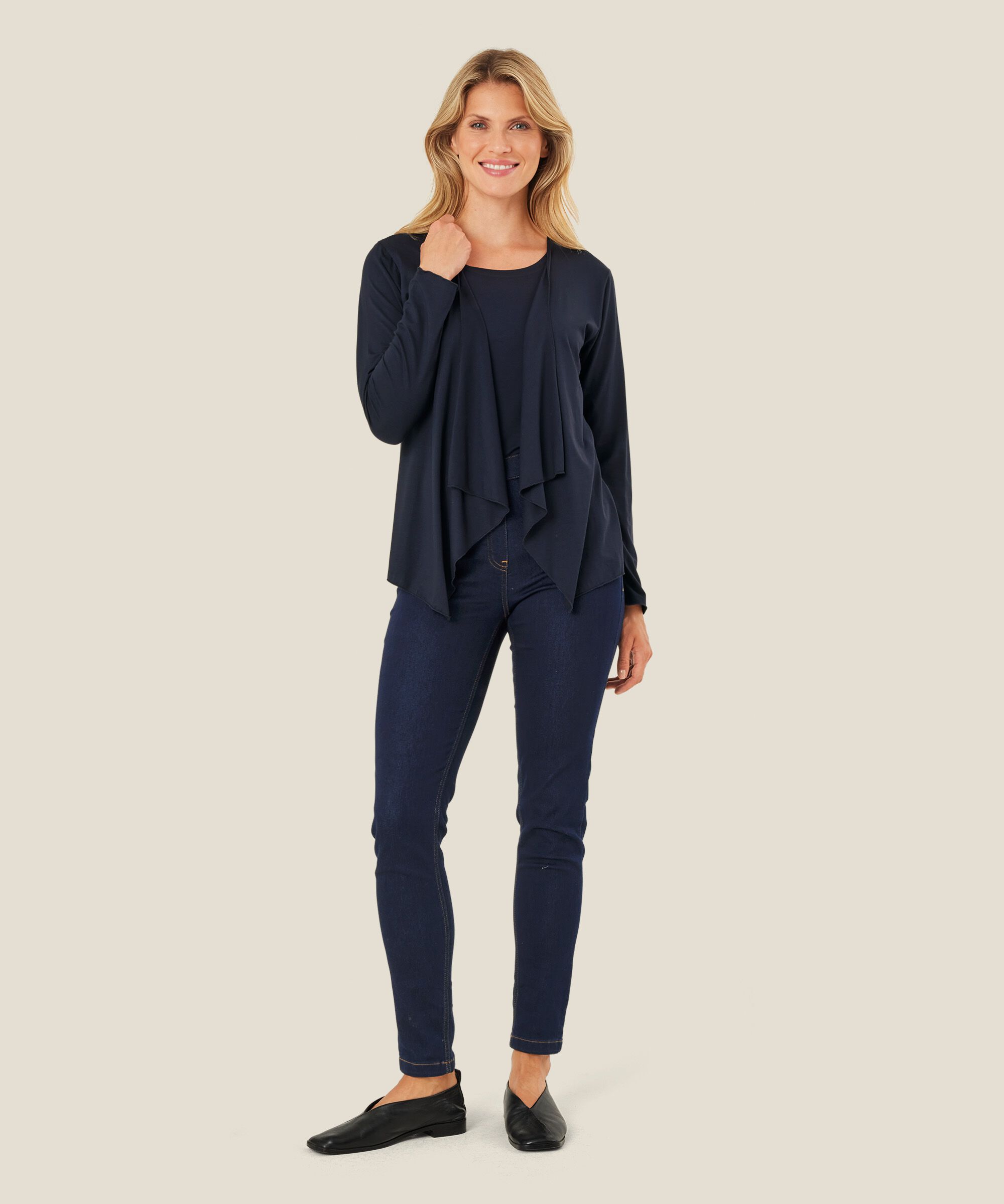 Cardigan Ouvert En Jersey, Navy