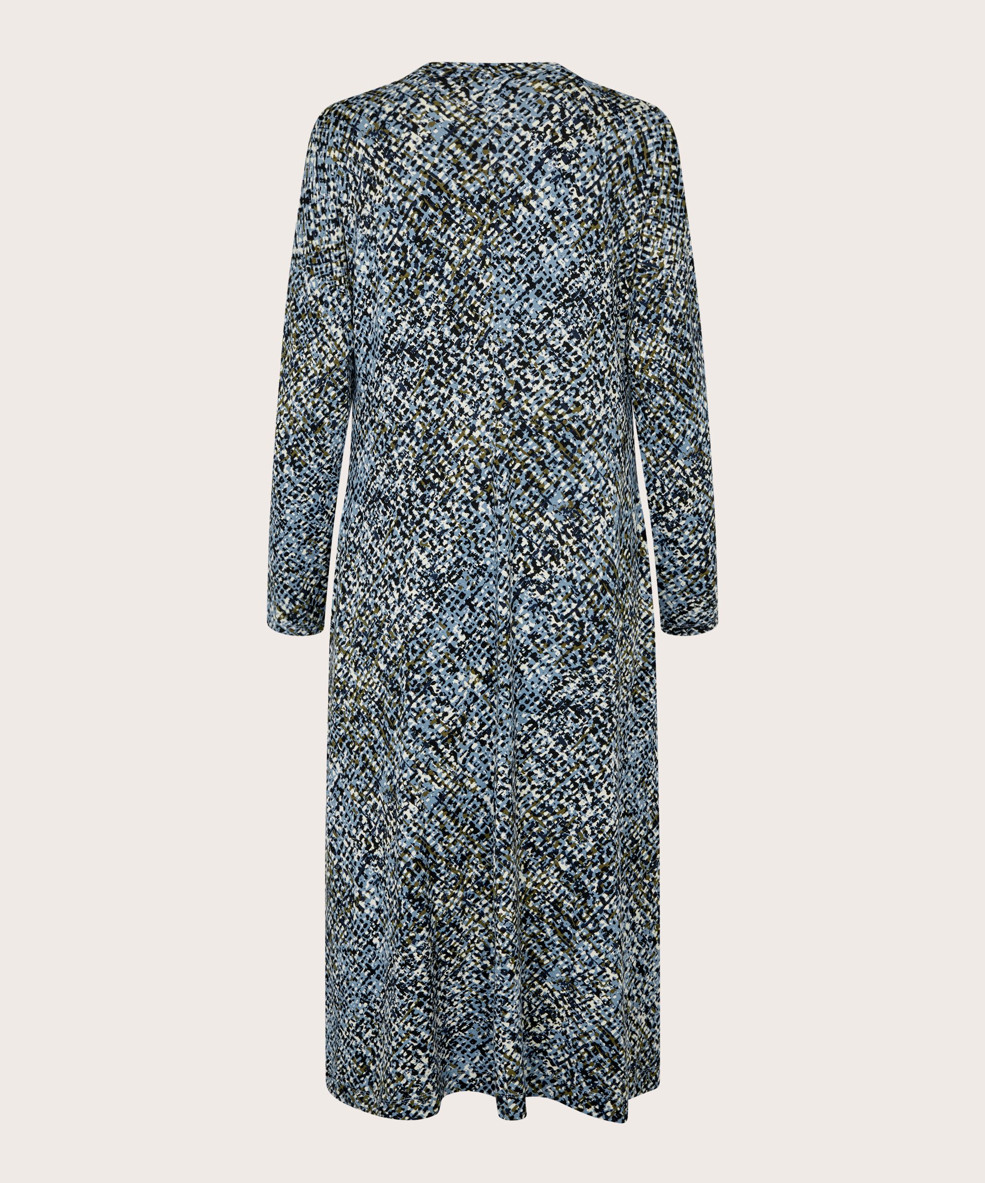 robe en jersey à motifs avec poches fendues et col en V, Proven Blue