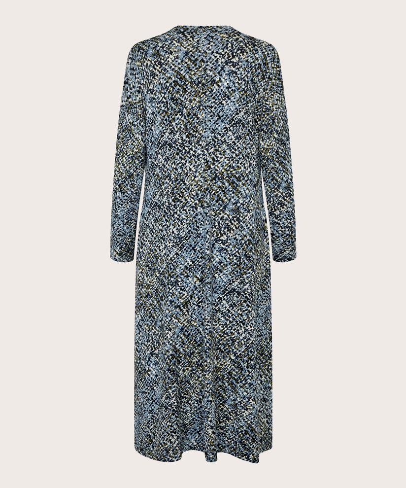 robe en jersey à motifs avec poches fendues et col en V, Proven Blue
