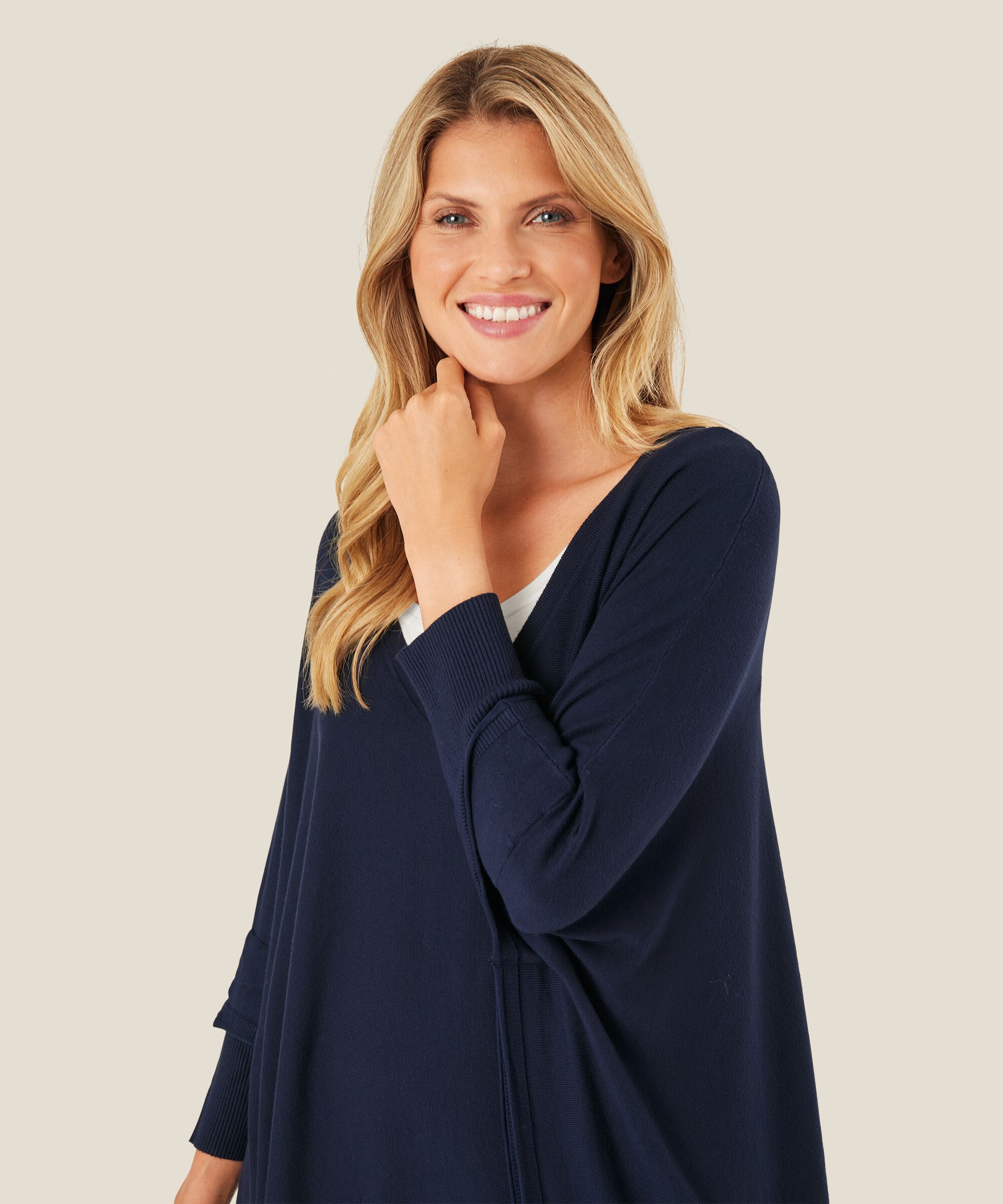 pull en maille oversize à manches étroites, Navy