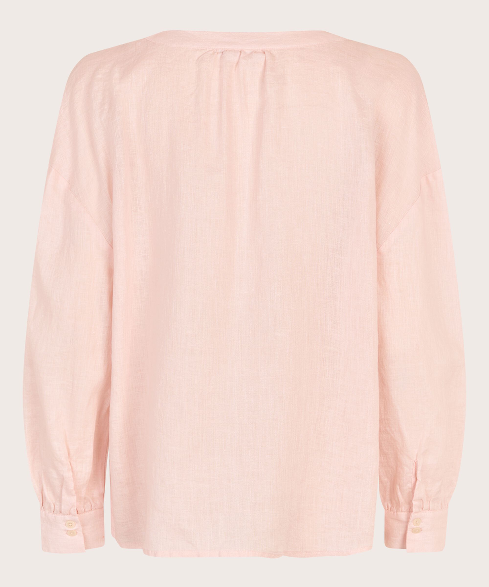 Blouse en lin avec patte de boutonnage, Mauve Chalk