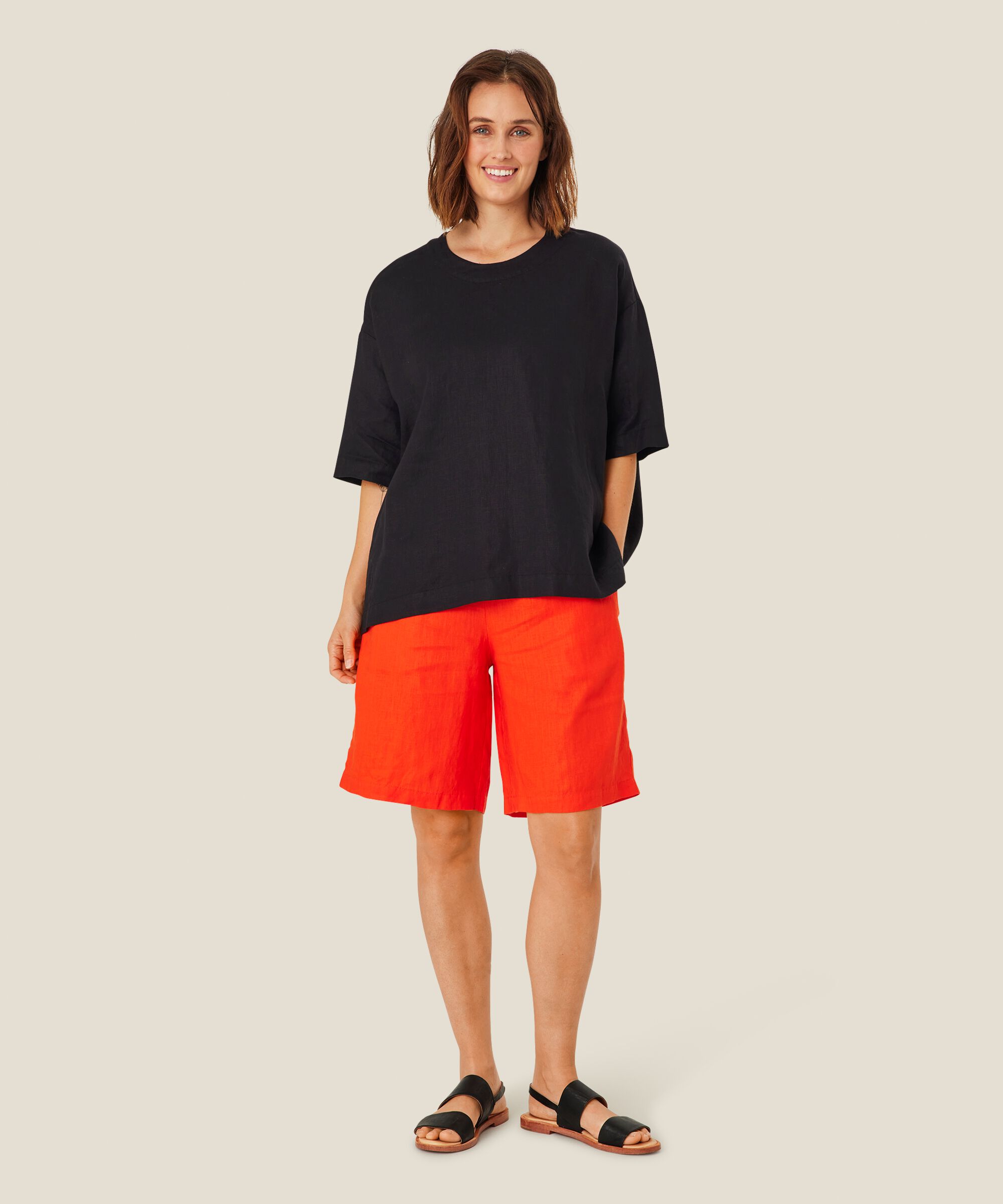 blouse en viscose à manches 1/2, Black