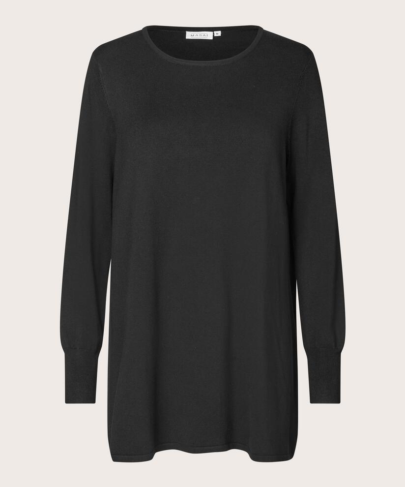pull en tricot à manches longues et col rond, Black