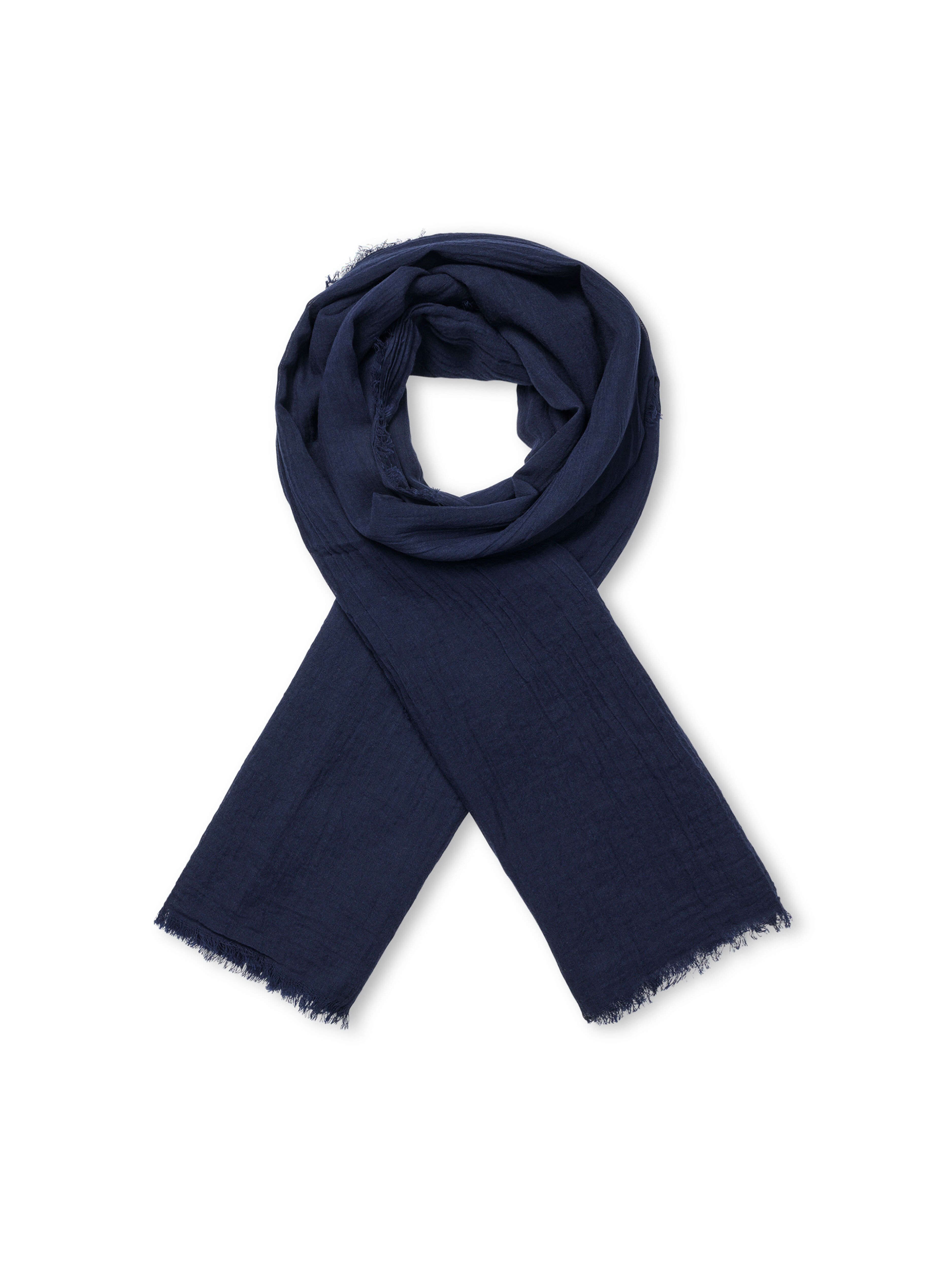 &Eacute;charpe en coton &agrave; franges, Navy Blazer