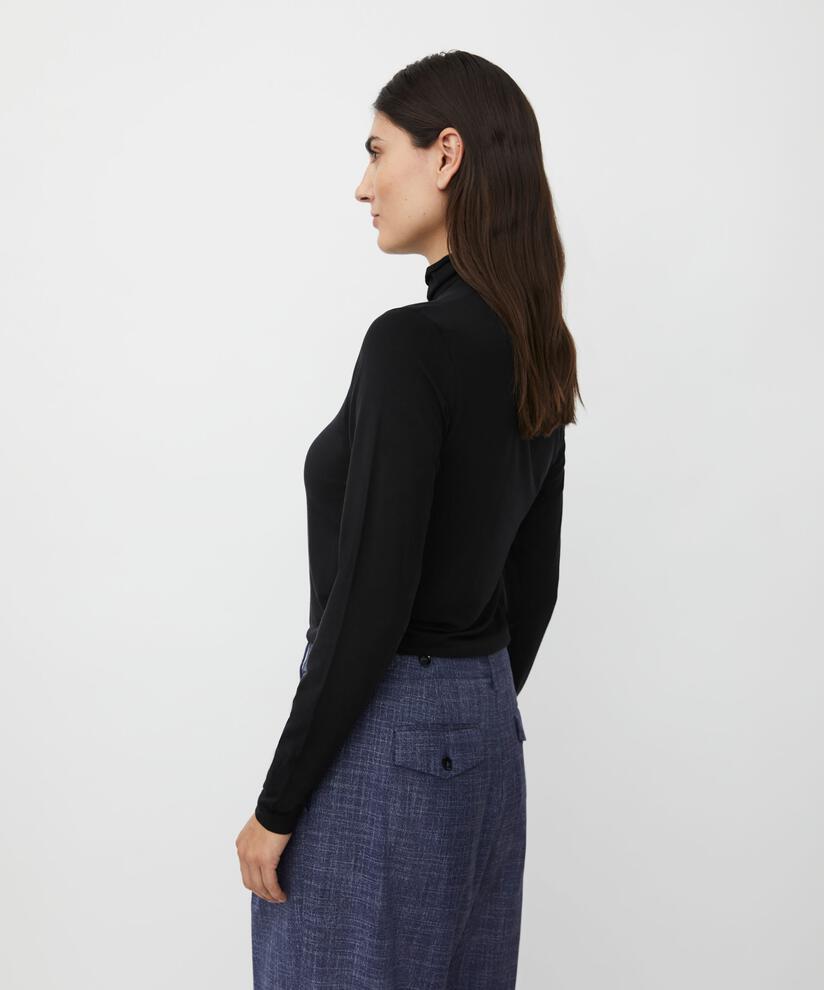 Blouse À Col Roulé En Jersey Doux, Black