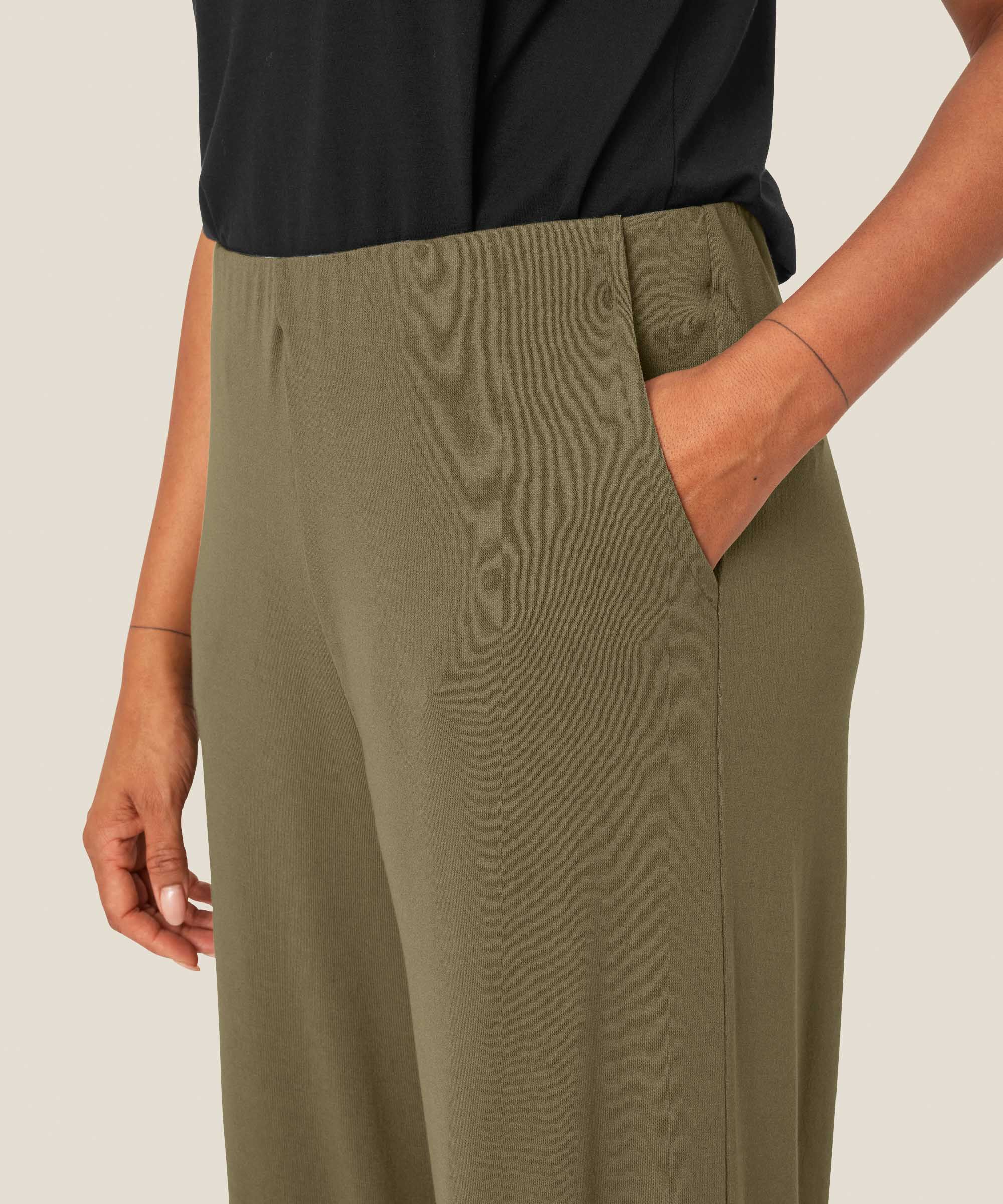 pantalon en jersey avec taille élastique, D. Lichen Green