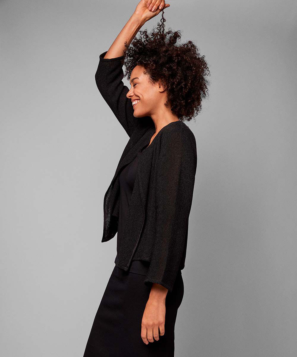 Veste Courte En Boucl&eacute;, Black