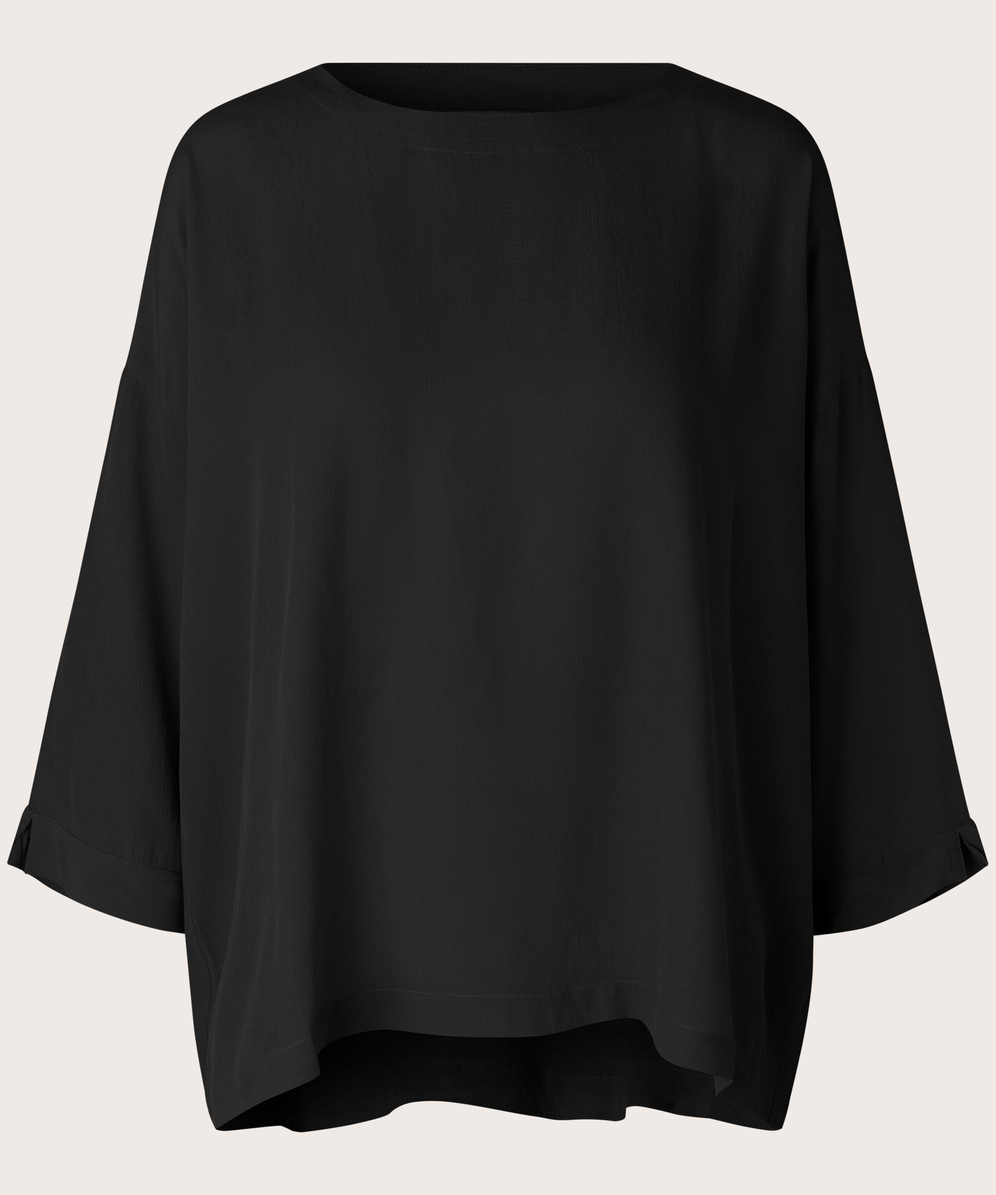 Blouse En Viscose À Manches 3/4, Black
