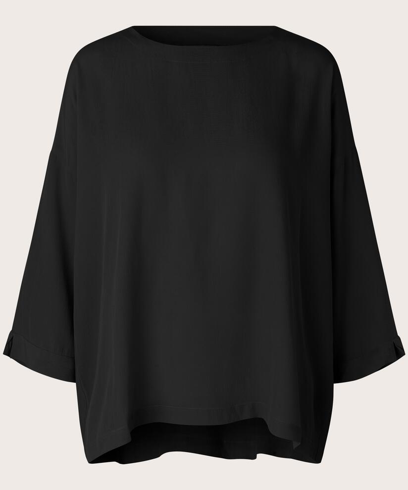 Blouse En Viscose À Manches 3/4, Black