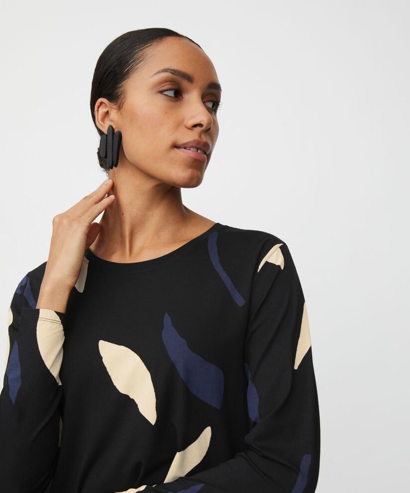 top en jersey imprimé à col rond, Navy Blazer