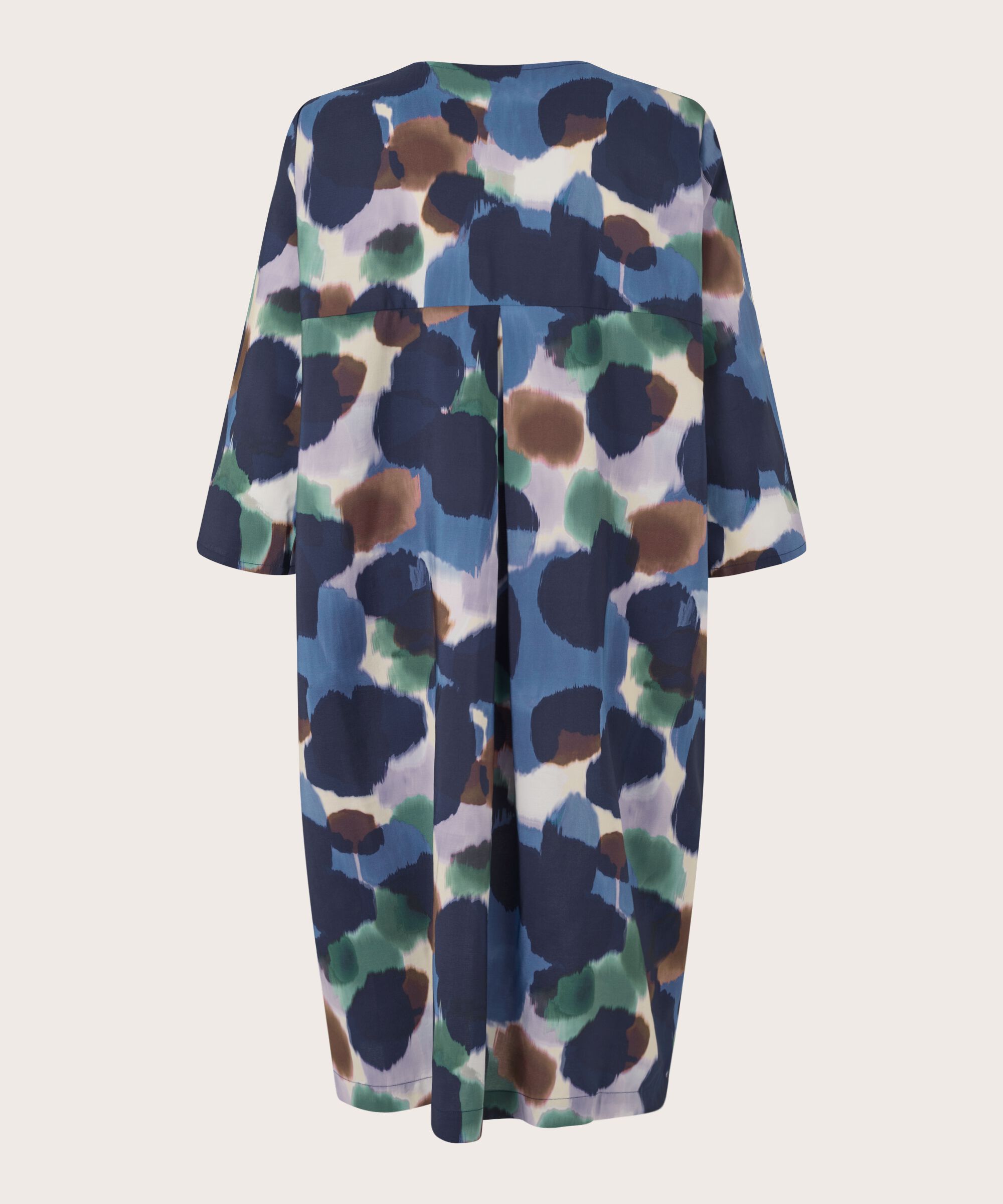 Robe En Viscose Avec Col En V Et Poches Fendues, Navy Blazer