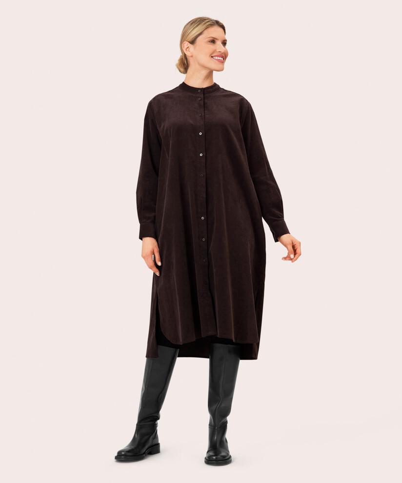 Robe chemise en velours avec poches fendues, Coffee Bean
