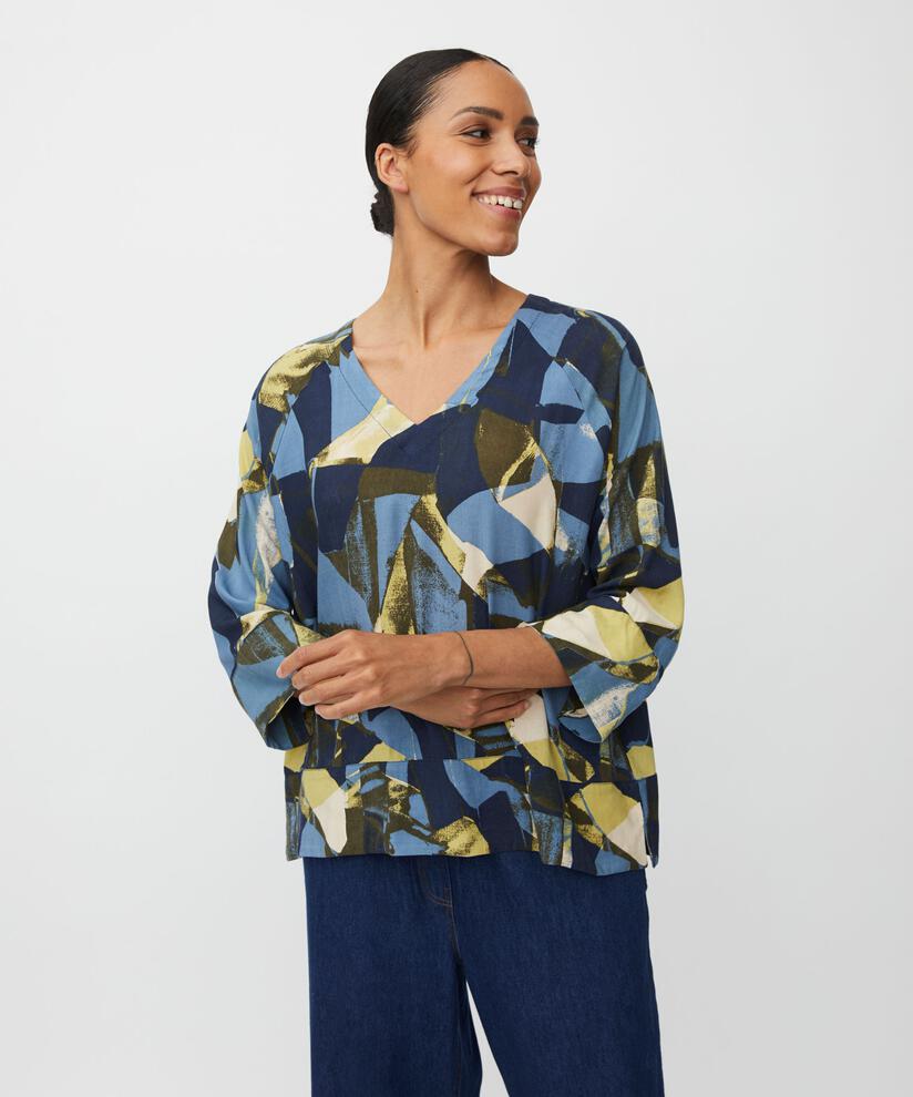 Blouse En Viscose À Col V, Proven Blue
