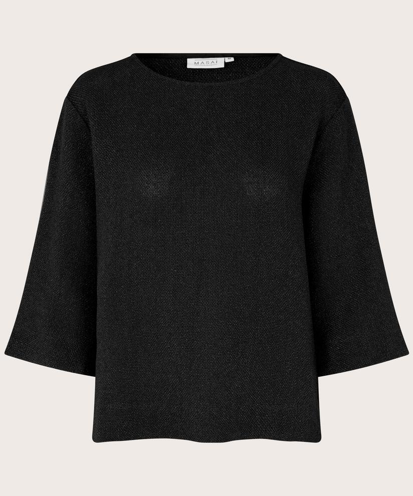 Bouclé-bluse Mit 3/4-ärmeln, Black